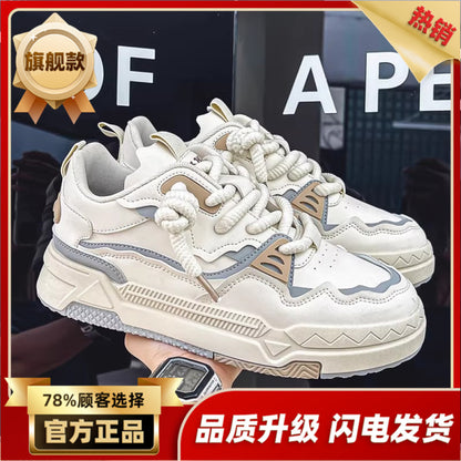 Trendy brand men s shoes 2025 new autumn Korean version versatile youth casual board shoes student thick soled sports white shoes
