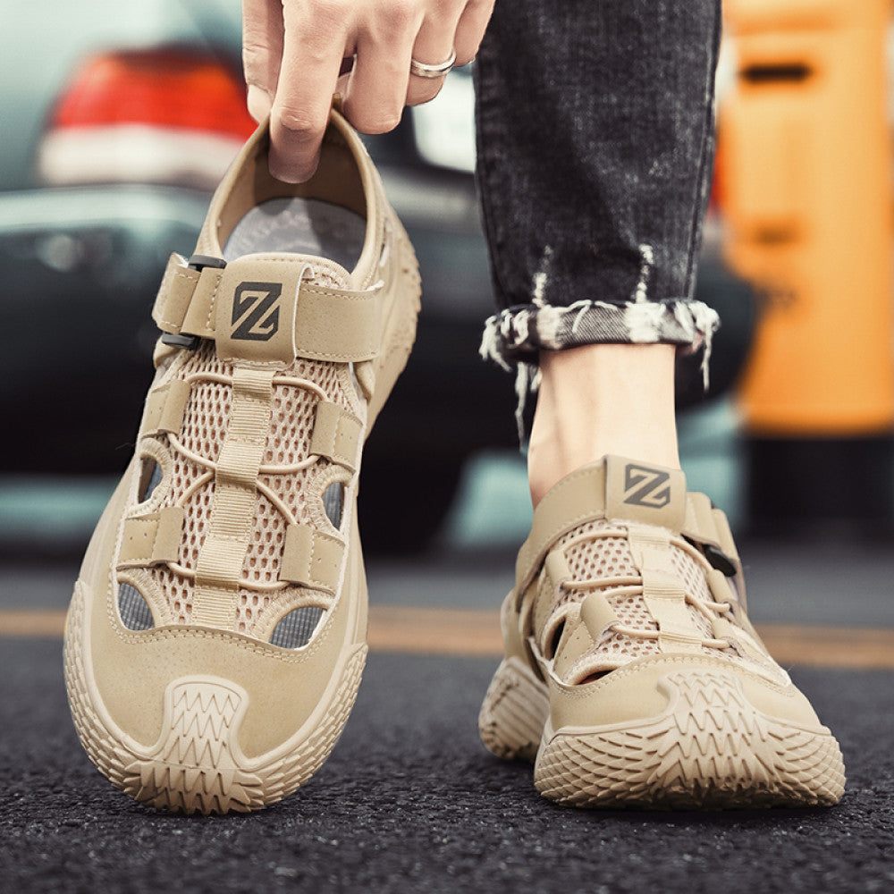 Men s sandals summer 2025 new hollow out outdoor sports beach shoes anti slip and wear resistant outdoor toe wrapped water shoes image 0