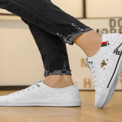 Little Bee Men s Shoes 2023 Summer New Genuine Leather Breathable White Shoes Men s Sports Shoes Casual Soft Sole image 4