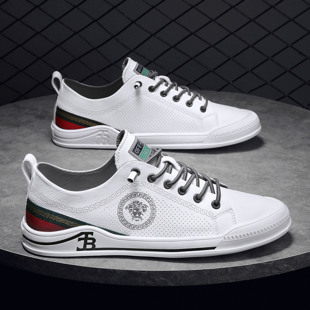 Little Bee Men s Shoes 2023 Summer New Genuine Leather Breathable White Shoes Men s Sports Shoes Casual Soft Sole image 53