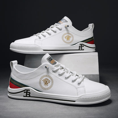 Little Bee Men s Shoes 2023 Summer New Genuine Leather Breathable White Shoes Men s Sports Shoes Casual Soft Sole image 66