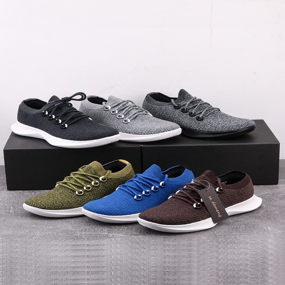 Foreign trade tail goods out of old American wool blend fly woven breathable autumn and winter lightweight shock absorption casual sports running shoes men image 1