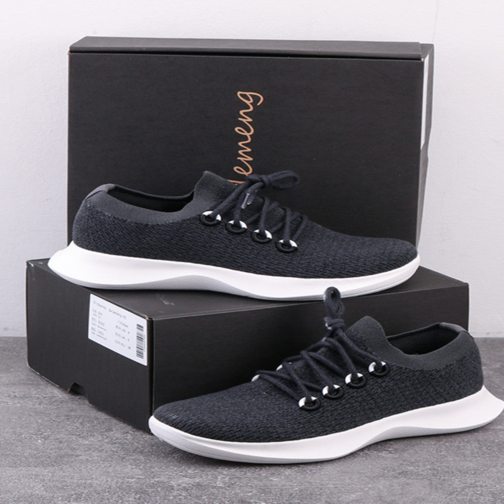 Foreign trade tail goods out of old American wool blend fly woven breathable autumn and winter lightweight shock absorption casual sports running shoes men image 2
