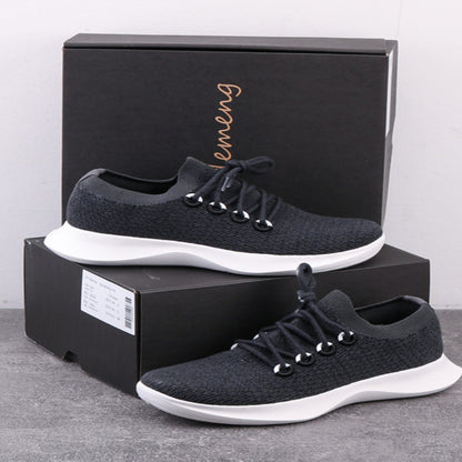 Foreign trade tail goods out of old American wool blend fly woven breathable autumn and winter lightweight shock absorption casual sports running shoes men image 2