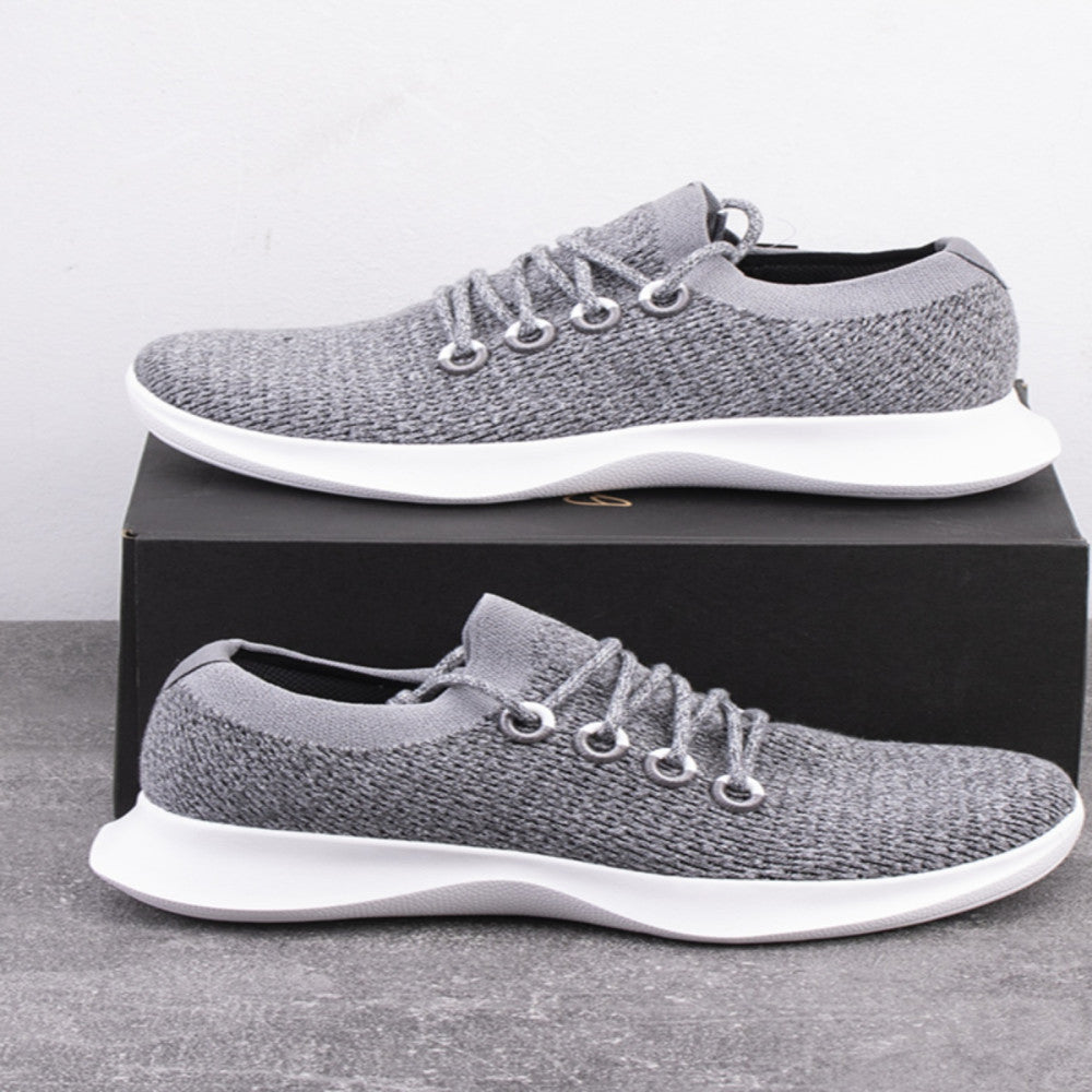Foreign trade tail goods out of old American wool blend fly woven breathable autumn and winter lightweight shock absorption casual sports running shoes men image 4