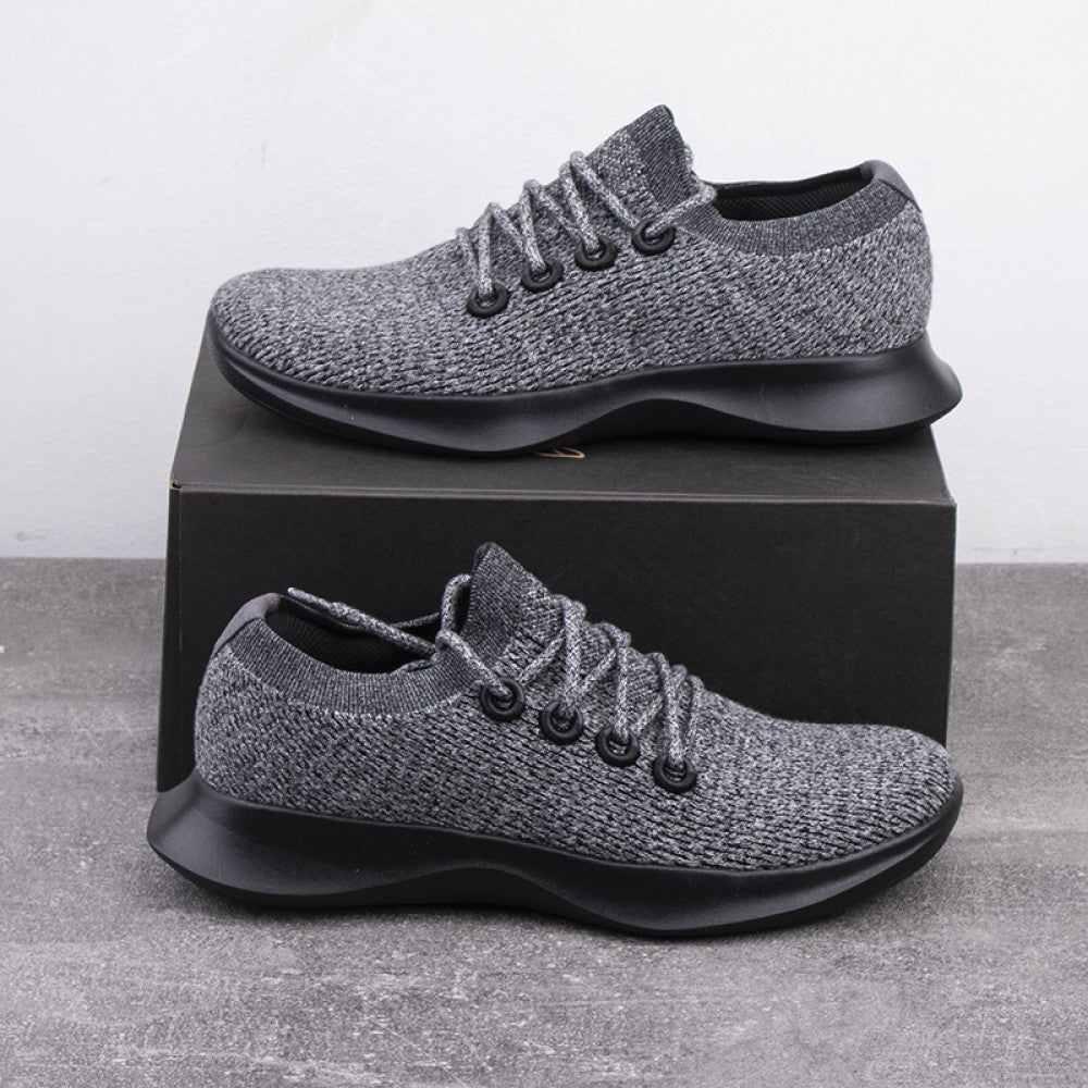 Foreign trade tail goods out of old American wool blend fly woven breathable autumn and winter lightweight shock absorption casual sports running shoes men