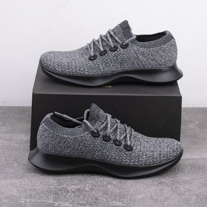Foreign trade tail goods out of old American wool blend fly woven breathable autumn and winter lightweight shock absorption casual sports running shoes men