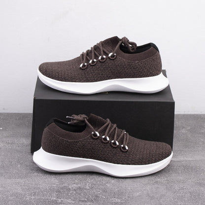 Foreign trade tail goods out of old American wool blend fly woven breathable autumn and winter lightweight shock absorption casual sports running shoes men