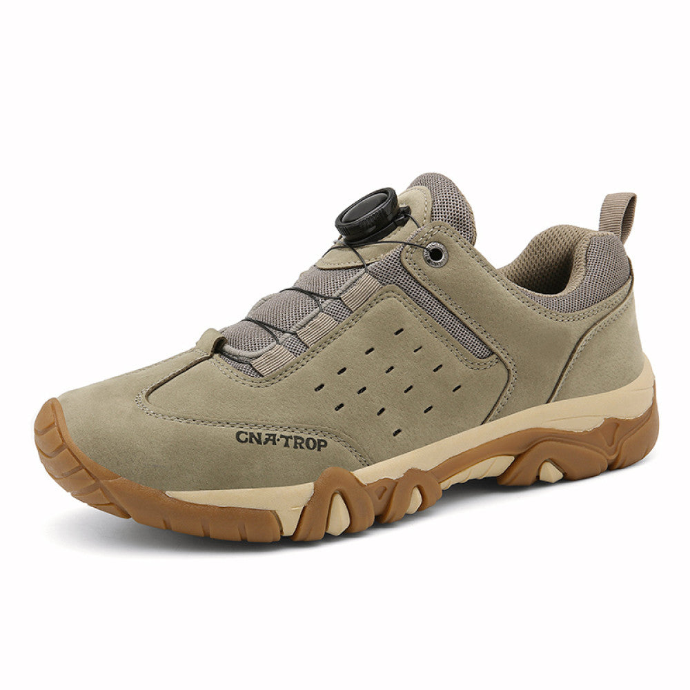 Beef soled men s shoes leather dad shoes travel shoes anti slip hiking shoes outdoor rotating buckle sports shoes breathable image 2