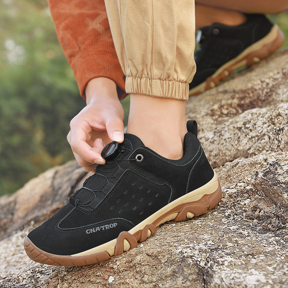 Beef soled men s shoes leather dad shoes travel shoes anti slip hiking shoes outdoor rotating buckle sports shoes breathable image 4