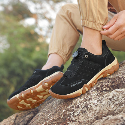 Beef soled men s shoes leather dad shoes travel shoes anti slip hiking shoes outdoor rotating buckle sports shoes breathable image 5