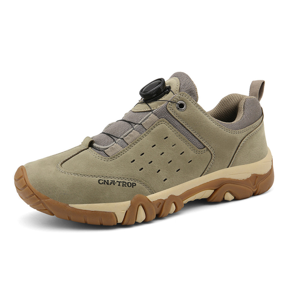 Beef soled men s shoes leather dad shoes travel shoes anti slip hiking shoes outdoor rotating buckle sports shoes breathable image 7