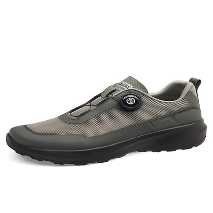 Men s summer breathable thin single mesh outdoor hiking shoes men s side rotating button casual mesh shoes image 2