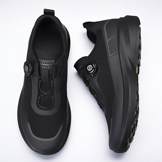Men s summer breathable thin single mesh outdoor hiking shoes men s side rotating button casual mesh shoes