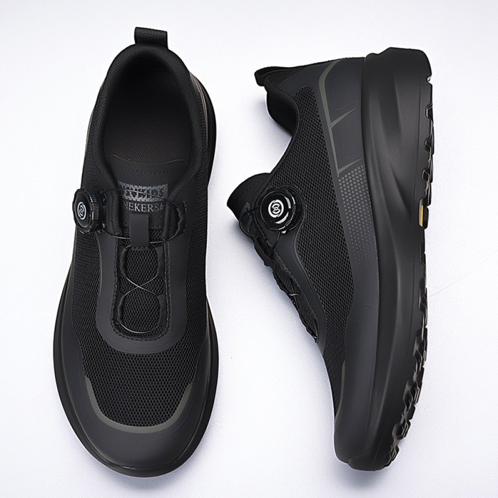 Men s summer breathable thin single mesh outdoor hiking shoes men s side rotating button casual mesh shoes