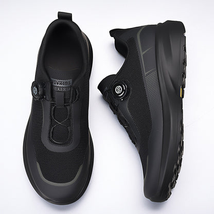 Men s summer breathable thin single mesh outdoor hiking shoes men s side rotating button casual mesh shoes