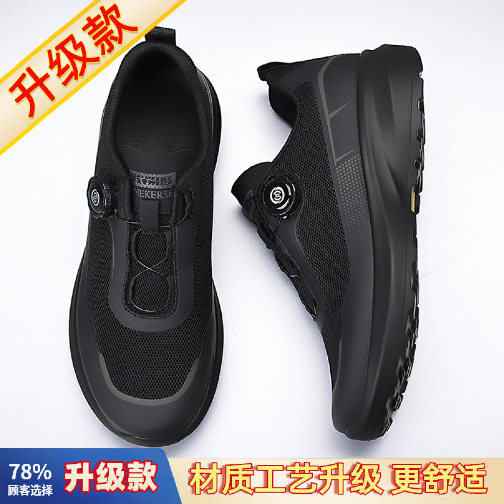 Men s summer breathable thin single mesh outdoor hiking shoes men s side rotating button casual mesh shoes image 38