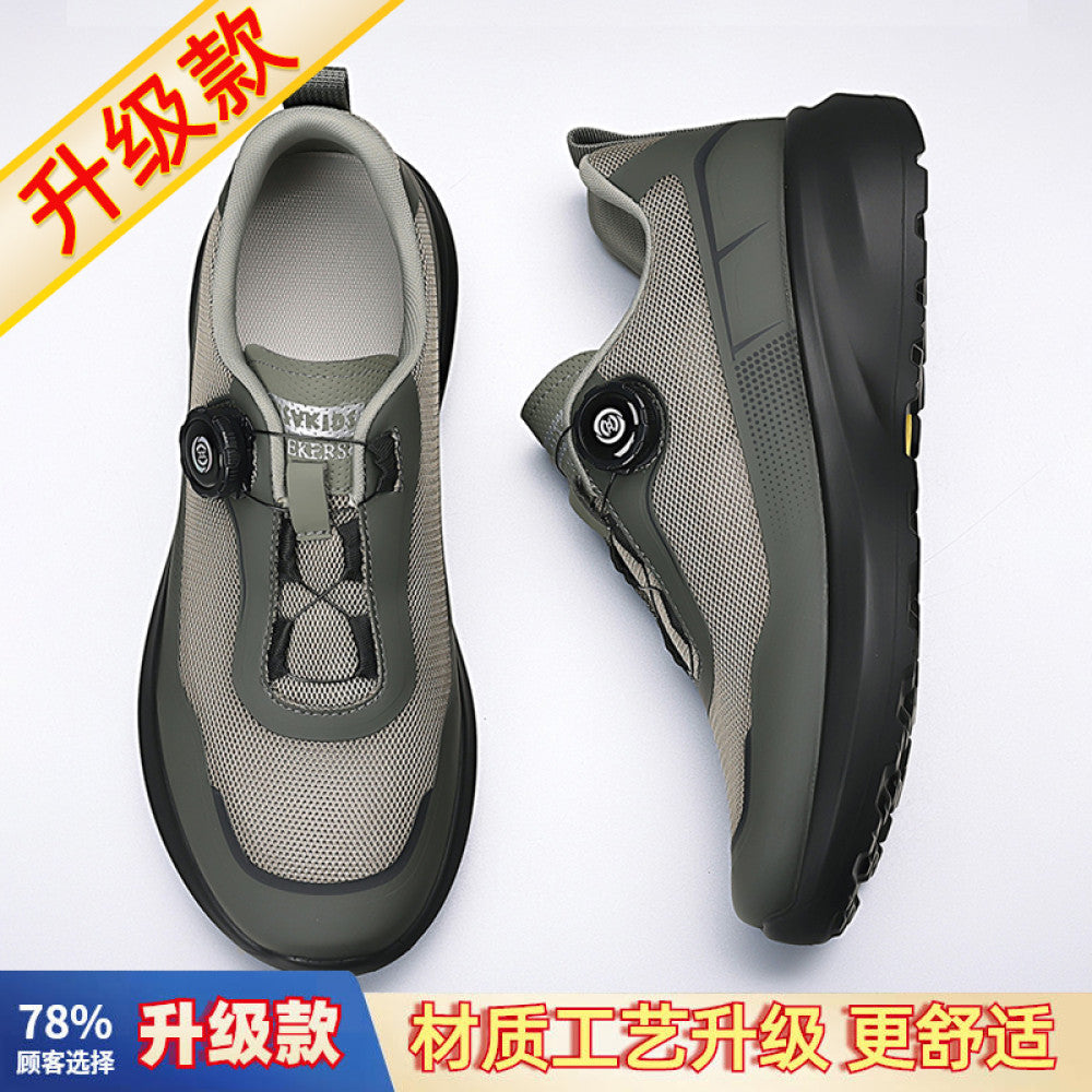 Men s summer breathable thin single mesh outdoor hiking shoes men s side rotating button casual mesh shoes image 58