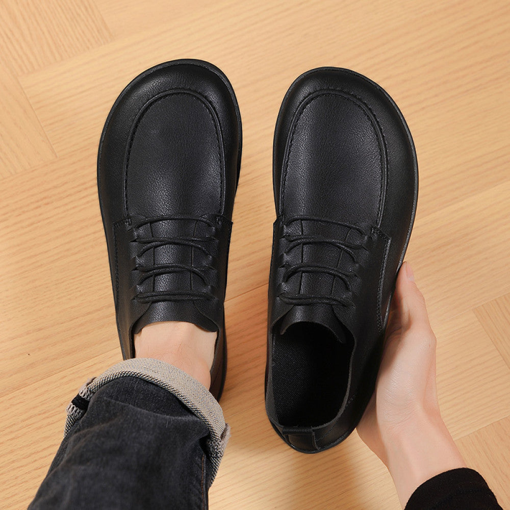 Large size shoes for men no squeezing feet 46 soft sole enlarged and widened 47 barefoot shoes breathable black waterproof casual leather shoes image 51