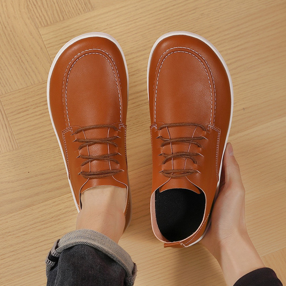 Large size shoes for men no squeezing feet 46 soft sole enlarged and widened 47 barefoot shoes breathable black waterproof casual leather shoes image 55