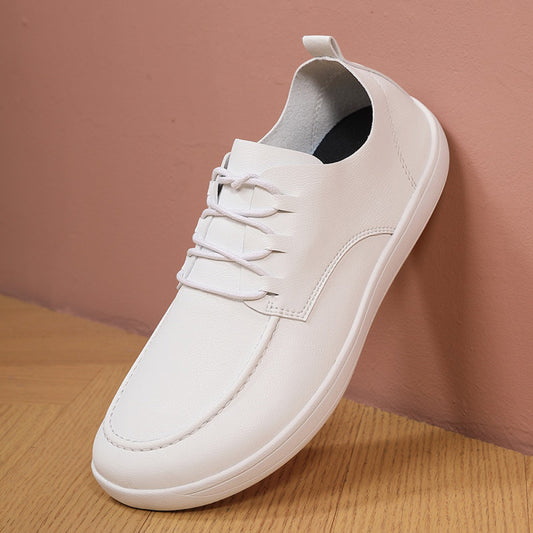 Large size shoes for men no squeezing feet 46 soft sole enlarged and widened 47 barefoot shoes breathable black waterproof casual leather shoes