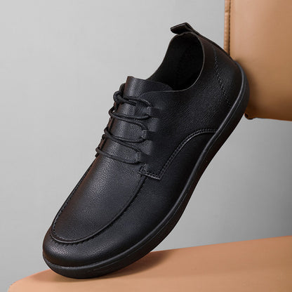 Large size shoes for men no squeezing feet 46 soft sole enlarged and widened 47 barefoot shoes breathable black waterproof casual leather shoes image 78
