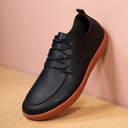 Large size shoes for men no squeezing feet 46 soft sole enlarged and widened 47 barefoot shoes breathable black waterproof casual leather shoes image 146