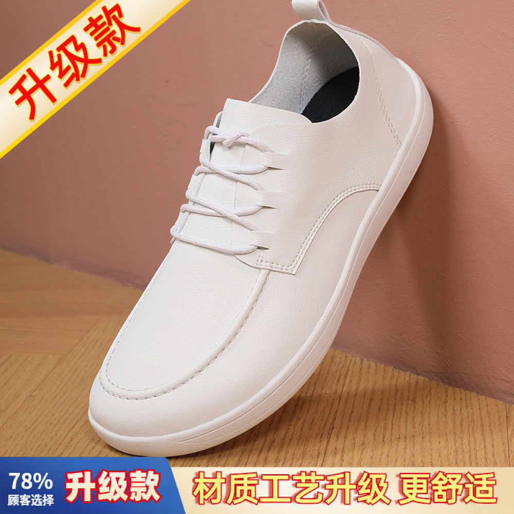Large size shoes for men no squeezing feet 46 soft sole enlarged and widened 47 barefoot shoes breathable black waterproof casual leather shoes