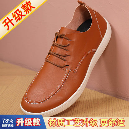 Large size shoes for men no squeezing feet 46 soft sole enlarged and widened 47 barefoot shoes breathable black waterproof casual leather shoes