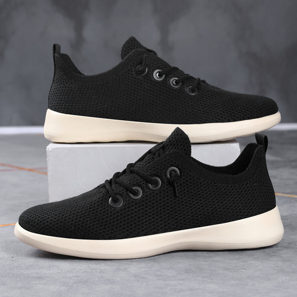 Men s shoes summer fly woven mesh large size soft sole breathable casual sports shoes lightweight anti slip casual travel work shoes image 1