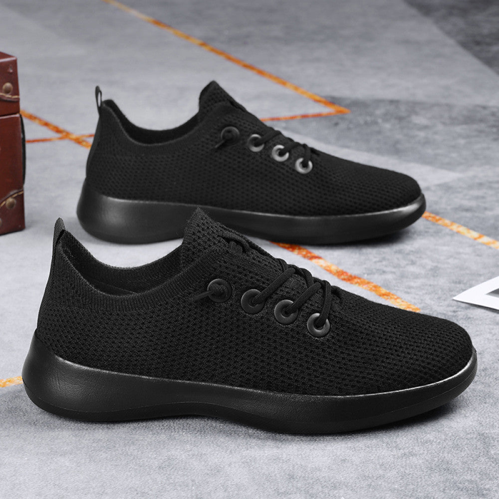 Men s shoes summer fly woven mesh large size soft sole breathable casual sports shoes lightweight anti slip casual travel work shoes image 2