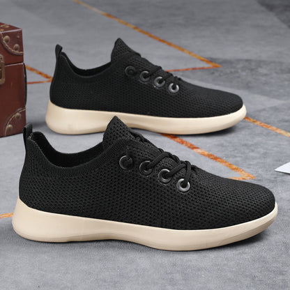 Men s shoes summer fly woven mesh large size soft sole breathable casual sports shoes lightweight anti slip casual travel work shoes image 3