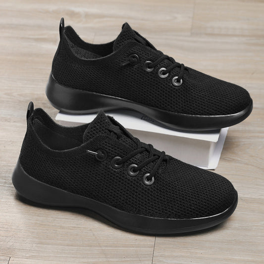 Men s shoes summer fly woven mesh large size soft sole breathable casual sports shoes lightweight anti slip casual travel work shoes