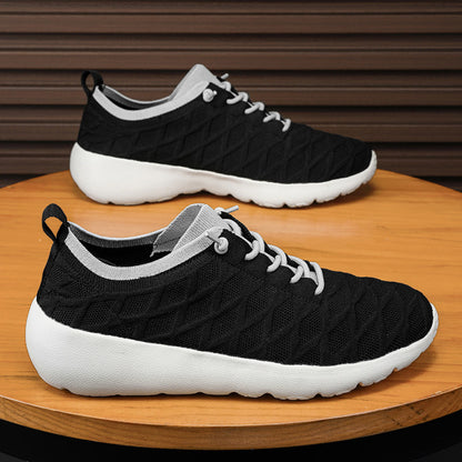 Spring new lightweight sports running shoes with anti slip and elastic soft sole cover versatile casual lazy shoes for men