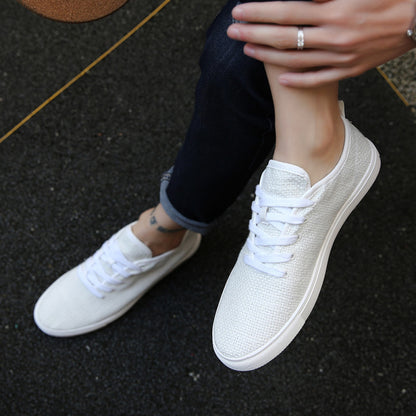 Summer men s shoes men s canvas shoes Korean style trendy versatile and personalized board shoes casual and trendy shoes breathable linen shoes image 4