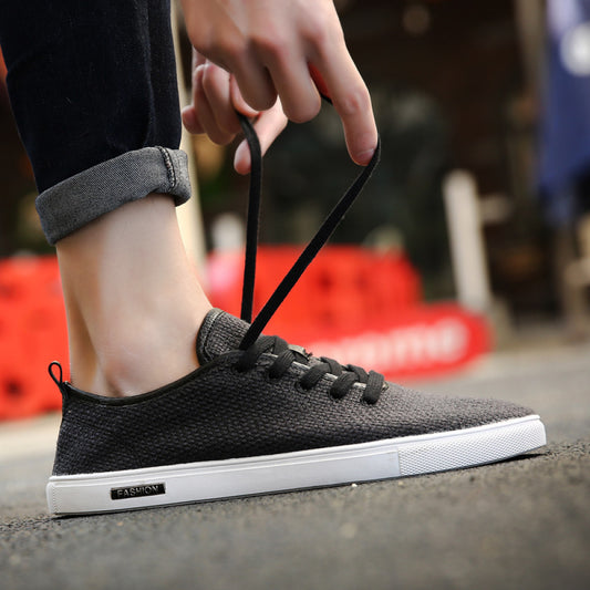 Summer men s shoes men s canvas shoes Korean style trendy versatile and personalized board shoes casual and trendy shoes breathable linen shoes