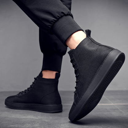 High top men s shoes breathable men s shoes Korean style sneakers men s versatile trendy shoes casual shoes men s trendy canvas shoes mid top image 1