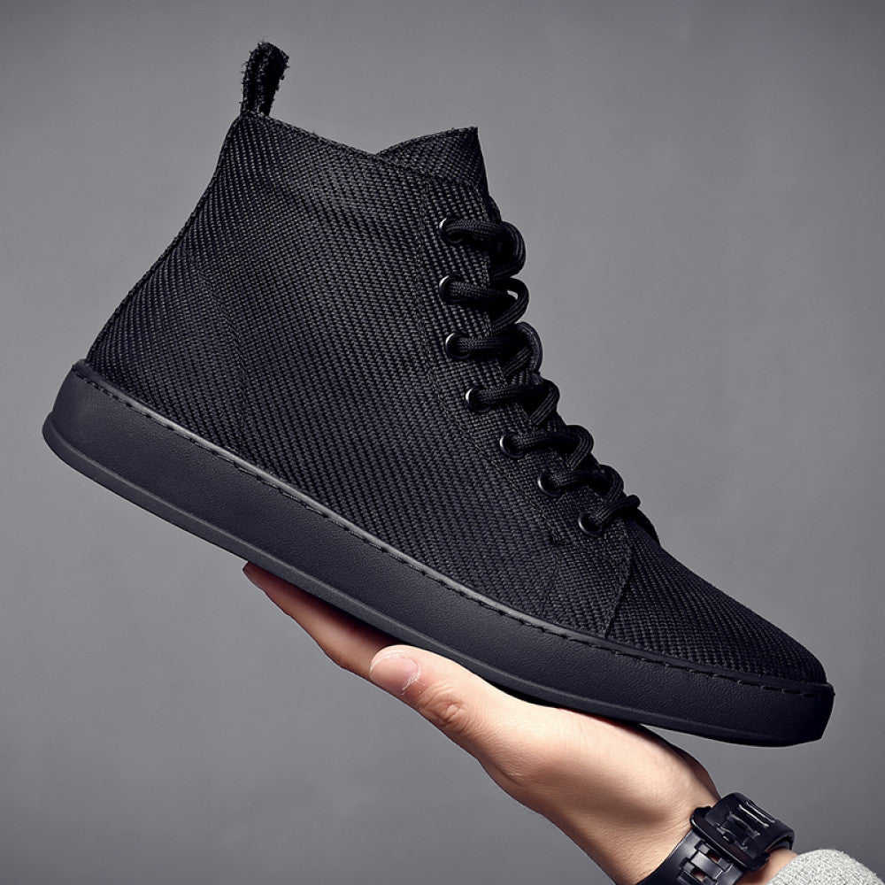 High top men s shoes breathable men s shoes Korean style sneakers men s versatile trendy shoes casual shoes men s trendy canvas shoes mid top image 2