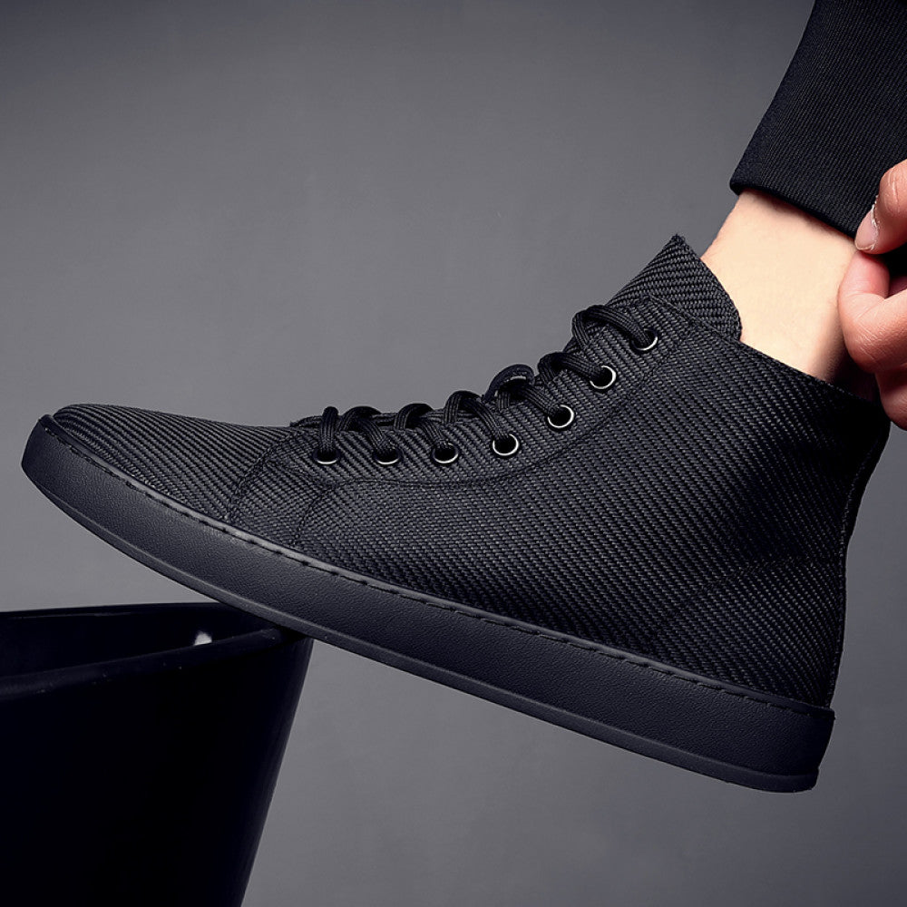 High top men s shoes breathable men s shoes Korean style sneakers men s versatile trendy shoes casual shoes men s trendy canvas shoes mid top image 4