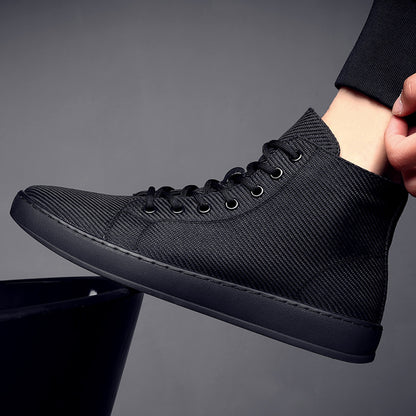 High top men s shoes breathable men s shoes Korean style sneakers men s versatile trendy shoes casual shoes men s trendy canvas shoes mid top image 4