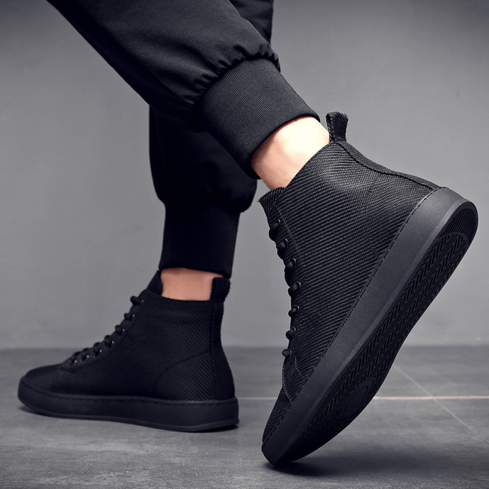 High top men s shoes breathable men s shoes Korean style sneakers men s versatile trendy shoes casual shoes men s trendy canvas shoes mid top image 0