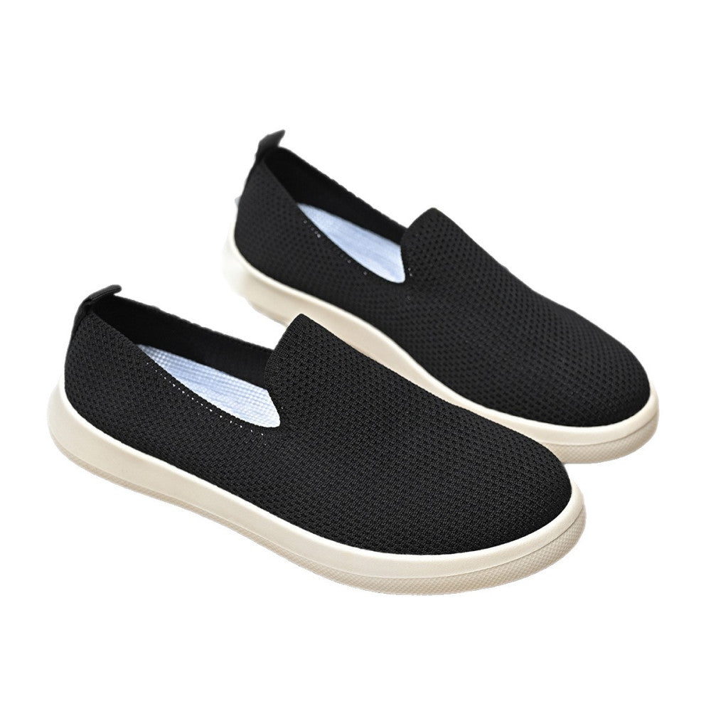 Cross border new casual and fashionable women s shoes breathable fly woven flat sole single shoes travel shoes one foot kick women s shoes image 4