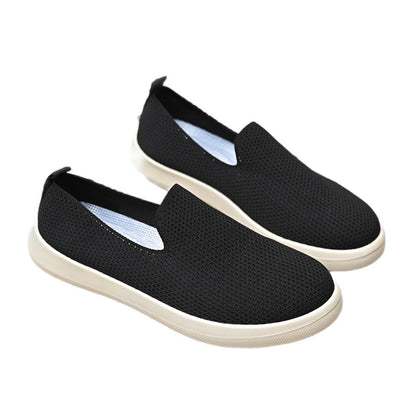 Cross border new casual and fashionable women s shoes breathable fly woven flat sole single shoes travel shoes one foot kick women s shoes image 4