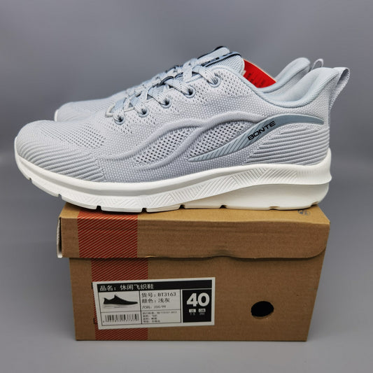 Brand shoes Bont men s classic new sports and casual mesh shoes men s Korean version trendy shoes men s flying woven white shoes