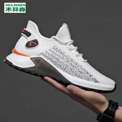 Mullinson Men s Shoes 2025 New Network Summer Breathable Flyknit Deodorizer Casual Oversized Thin Sports Coconut