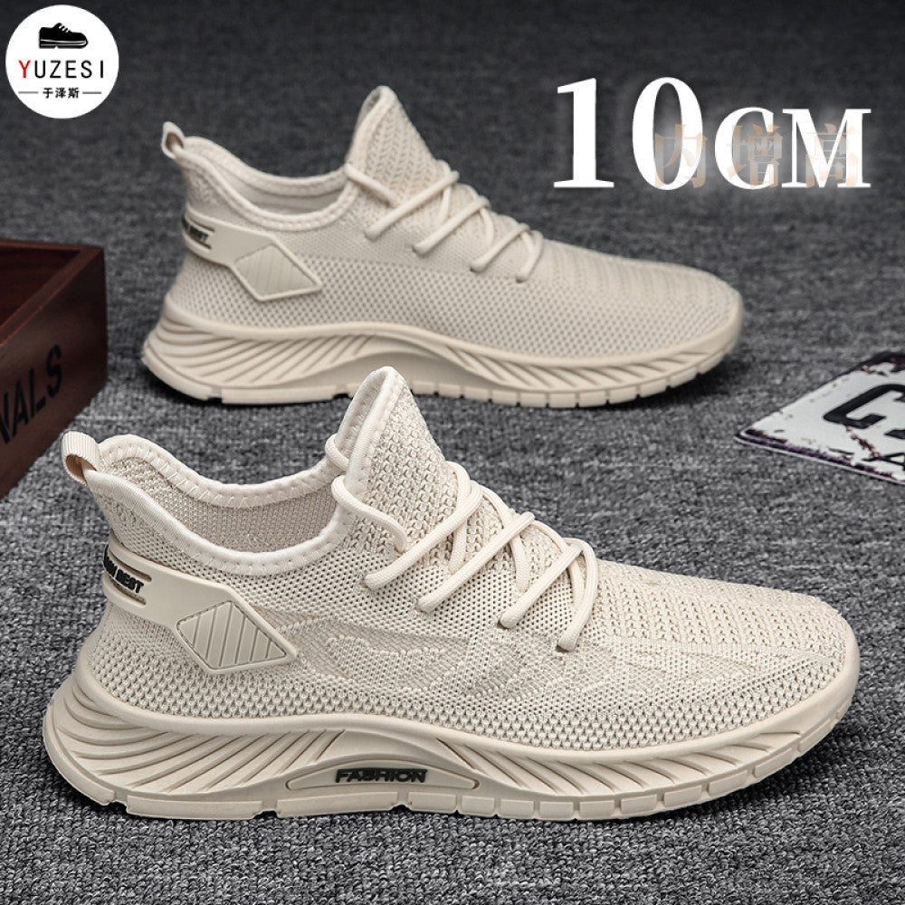 Summer breathable inner height increasing shoes for men 10cm invisible flying mesh casual multifunctional mesh shoes men s soft soled sports shoes