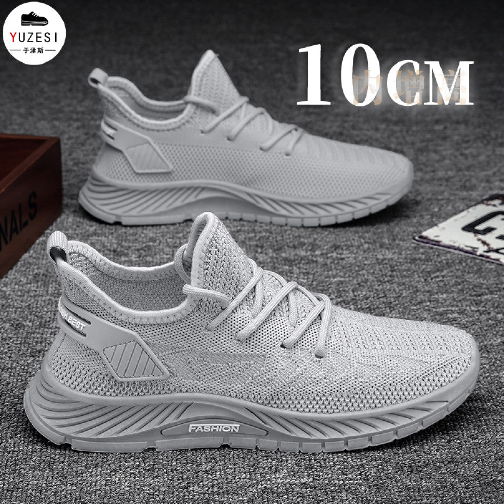 Summer breathable inner height increasing shoes for men 10cm invisible flying mesh casual multifunctional mesh shoes men s soft soled sports shoes image 114