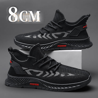 Summer breathable inner height increasing shoes for men 10cm invisible flying mesh casual multifunctional mesh shoes men s soft soled sports shoes image 3