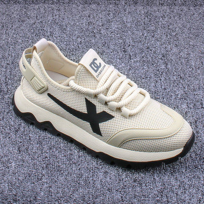 Men s shoes trendy brand 2025 spring new breathable mesh flying woven shoes lightweight versatile sports white shoes casual sneakers image 2