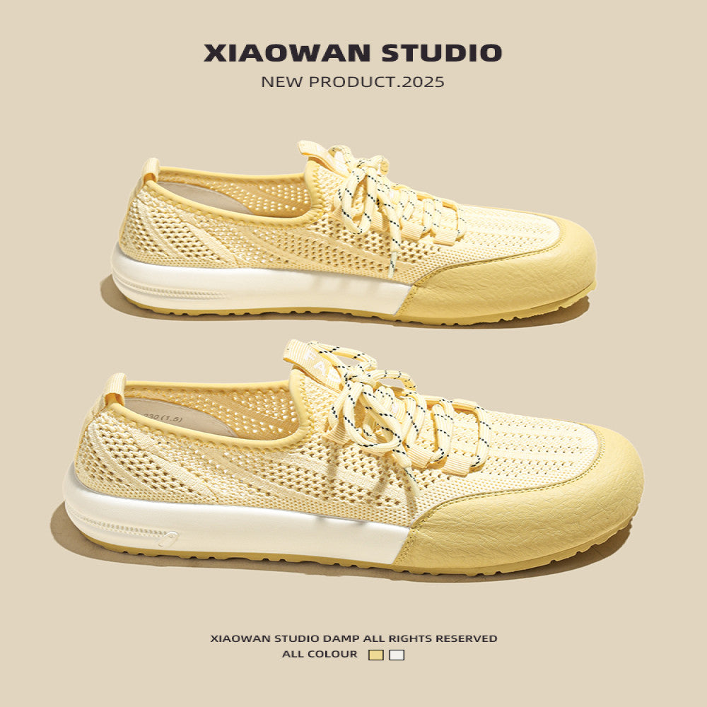 Real leather mesh white shoes for women in the summer of 2025 new round toe thick sole height increasing hollow thin breathable casual board shoes image 4